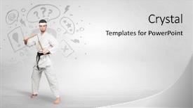  Presentation with trainer - Cool new PPT theme with fu trainer fighting with doodle backdrop and a  colored foreground