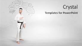  Presentation with train the trainer - Colorful slide deck enhanced with fu trainer fighting with doodle backdrop and a  colored foreground