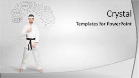  Presentation with trainer - Cool new slides with fu trainer fighting with doodle backdrop and a  colored foreground