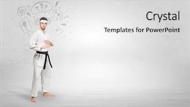  Presentation with doodle - Cool new PPT layouts with fu trainer fighting with doodle backdrop and a  colored foreground