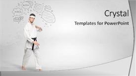  Presentation with trainer - Theme consisting of fu trainer fighting with doodle background and a  colored foreground