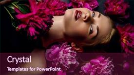  Presentation with beauty cosmetics - Colorful slide deck enhanced with fuchsia - beauty portrait beautiful blonde woman backdrop and a violet colored foreground