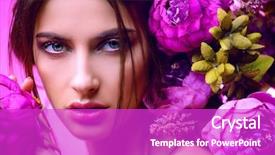  Presentation with peony - PPT theme consisting of fuchsia - beauty portrait gorgeous young woman background and a purple colored foreground