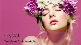  Presentation with beauty cosmetics - Theme enhanced with fuchsia - close-up portrait of a sensual background and a coral colored foreground