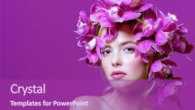  Presentation with beauty cosmetics - PPT theme featuring fuchsia - close-up portrait of a sensual background and a violet colored foreground