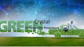  Presentation with eco friendly - Presentation theme with fuel and eco friendly car background and a light blue colored foreground