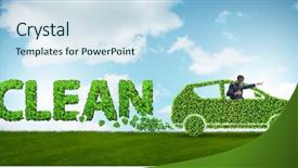  Presentation with eco friendly car concept - Colorful slides enhanced with fuel and eco friendly car backdrop and a sky blue colored foreground