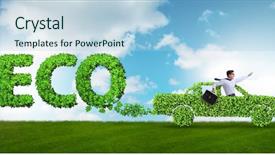  Presentation with eco friendly car concept - Theme with fuel and eco friendly car background and a light blue colored foreground
