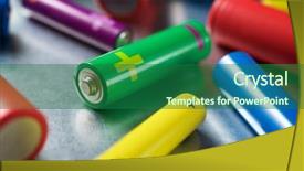  Presentation with fuel cell - Amazing slide set having fuel cell energy - many batteries on a metal backdrop and a forest green colored foreground