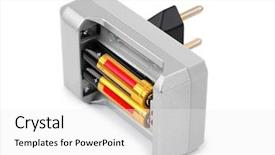  Presentation with battery - Beautiful presentation featuring pond with flowers and plants and cracks backdrop and a gray colored foreground