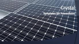  Presentation with fuel cell - Slide set featuring fuel cell geneation - solar power energy plant background and a  colored foreground