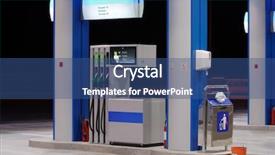  Presentation with fuel station - Beautiful presentation theme featuring fuel economy - gas station backdrop and a ocean colored foreground