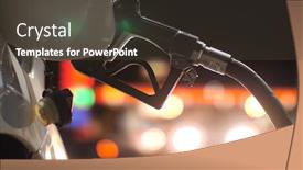  Presentation with fuel tank - Amazing PPT theme having fuel-nozzle-inserted-in-car backdrop and a tawny brown colored foreground