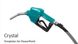  Presentation with fuel oil - Presentation enhanced with fuel nozzle with hose isolated background and a white colored foreground