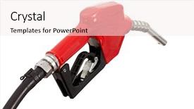  Presentation with fuel - PPT theme consisting of pump pumping - fuel nozzle with hose isolated background and a lemonade colored foreground