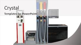  Presentation with petrol station - Presentation theme having green gas - petrol station under the white background and a white colored foreground