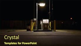  Presentation with pump - Audience pleasing PPT theme consisting of fuel-pump-illuminated-at-night backdrop and a wine colored foreground