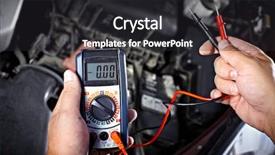  Presentation with mechanic repair - Presentation design featuring fuel stations safety - auto mechanic working in garage background and a dark gray colored foreground