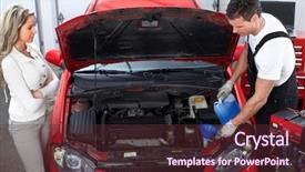  Presentation with auto repair - Amazing slide deck having fuel stations safety - handsome mechanic working in auto backdrop and a tawny brown colored foreground