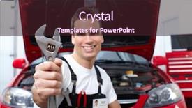  Presentation with auto repair - PPT theme consisting of fuel stations safety - handsome mechanic working in auto background and a wine colored foreground