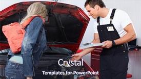  Presentation with mechanic repair - Theme having fuel stations safety - handsome mechanic working in auto background and a wine colored foreground