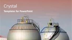  Presentation with fuel storage - PPT theme having fuel storage tank background and a coral colored foreground