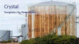  Presentation with fuel storage - Slide deck featuring fuel storage tanks background and a sky blue colored foreground