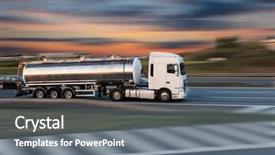  Presentation with tank truck - Theme featuring highway cargo transportation concept shaving background and a gray colored foreground