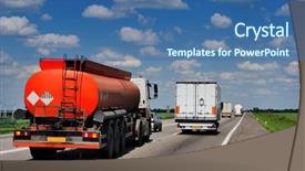  Presentation with trucks - Audience pleasing presentation theme consisting of liquid fuels - highway with trucks tank trucks backdrop and a ocean colored foreground
