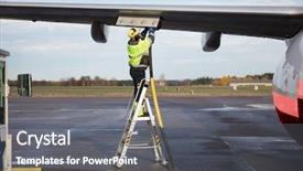  Presentation with refueling - Amazing slide set having airline crewmembers - male worker refueling airplane while backdrop and a gray colored foreground
