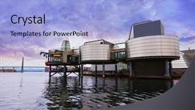  Presentation with marine industry - Beautiful presentation design featuring marine fuel - oil industry museum in stavanger backdrop and a light blue colored foreground