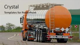  Presentation with oil - Beautiful slides featuring oil transporting lorry backdrop and a mint green colored foreground