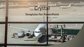  Presentation with airlines - PPT theme consisting of jet fuel - airlines plane prepares for passengers background and a mint green colored foreground