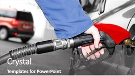  Presentation with gas station - Audience pleasing slide set consisting of chemical truck - driver pumping gasoline backdrop and a gray colored foreground