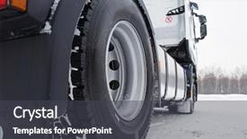  Presentation with united tractor - PPT theme consisting of fuel commercial vehicles - image of tractor background and a dark gray colored foreground