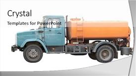  Presentation with street - Beautiful slides featuring fuel delivery - street sprinkler under the white backdrop and a white colored foreground