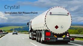  Presentation with forests - Cool new theme with fuel-truck-is-driving-along backdrop and a light blue colored foreground