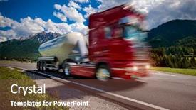  Presentation with fuel oil - Theme with fuel truck rushes down background and a tawny brown colored foreground