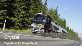 Presentation with fuel - Colorful presentation design enhanced with fuel-truck-slightly-blurred backdrop and a gray colored foreground