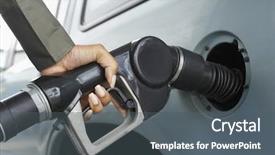  Presentation with petrol station - Cool new presentation with fueling station - close-up of woman hand refueling backdrop and a dark gray colored foreground
