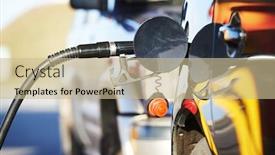  Presentation with fuel station - Slides enhanced with fuelling-diesel-fuel-into-automobile background and a soft green colored foreground