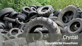  Presentation with plastic waste - Slides having fuels plastic waste - tyre heap background and a gray colored foreground