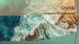  Presentation with ocean waves - Cool new PPT layouts with fuerteventura island aerial shooting seascape backdrop and a coral colored foreground