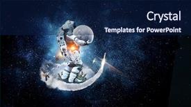  Presentation with mission - PPT theme consisting of fuerza de gravedad - spaceman carrying his mission mixed background and a navy blue colored foreground