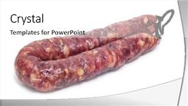  Presentation with spanish - Beautiful presentation theme featuring fuet-typical-spanish-cured-sausage backdrop and a white colored foreground