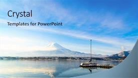  Presentation with japan beautiful landscape mountain fuji - Presentation theme with fuji and lake kawaguchi japan background and a light blue colored foreground