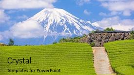  Presentation with tea japan - Cool new presentation theme with fuji japan at mt fuji backdrop and a gold colored foreground