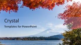  Presentation with japan beautiful landscape mountain fuji - Slides featuring fuji mountain and maple tree background and a light blue colored foreground