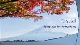  Presentation with japan beautiful landscape mountain fuji - Audience pleasing slides consisting of fuji mountain and maple tree backdrop and a sky blue colored foreground