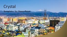  Presentation with pittsburgh pennsylvania usa city skyline - Colorful presentation design enhanced with fuji peaking over the mountain backdrop and a light blue colored foreground